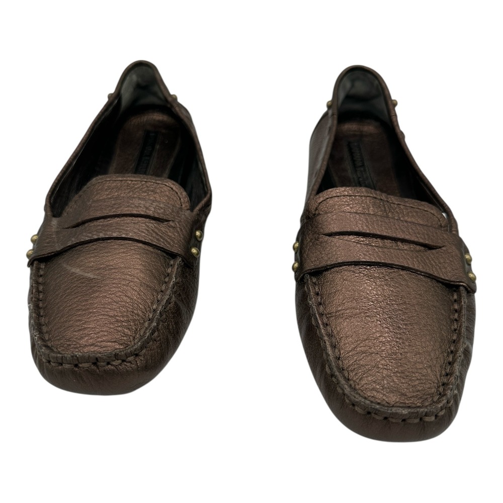 Banana Republic Bronze Metallic Leather Loafers Womens Size 7.5 B Studded Detail